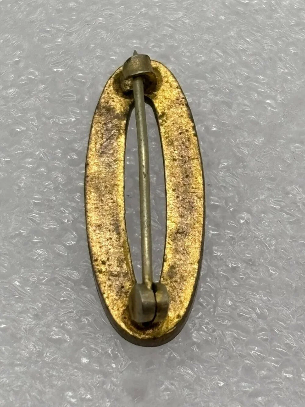 Antique Edwardian Era Sash Collar Lace Pin Open Oval Cobalt Enamel Brass C Clasp
